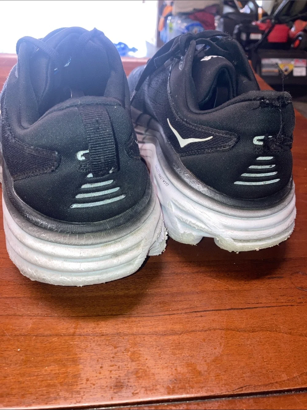 Hoka Bondi 8 Woman’s Size 10.5D Black and White Running Shoes Sneakers See pics